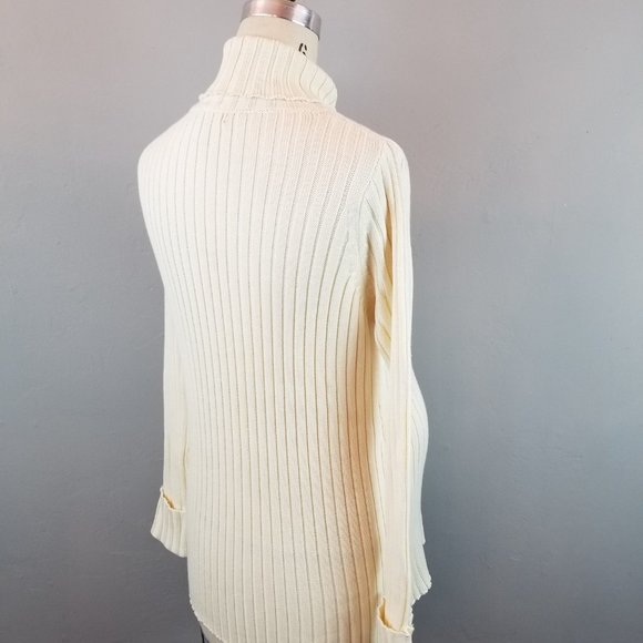 Maternity Ribbed L/S Cream Turtleneck Sweater by Belly Basics Size Small  NEW - Picture 4 of 7